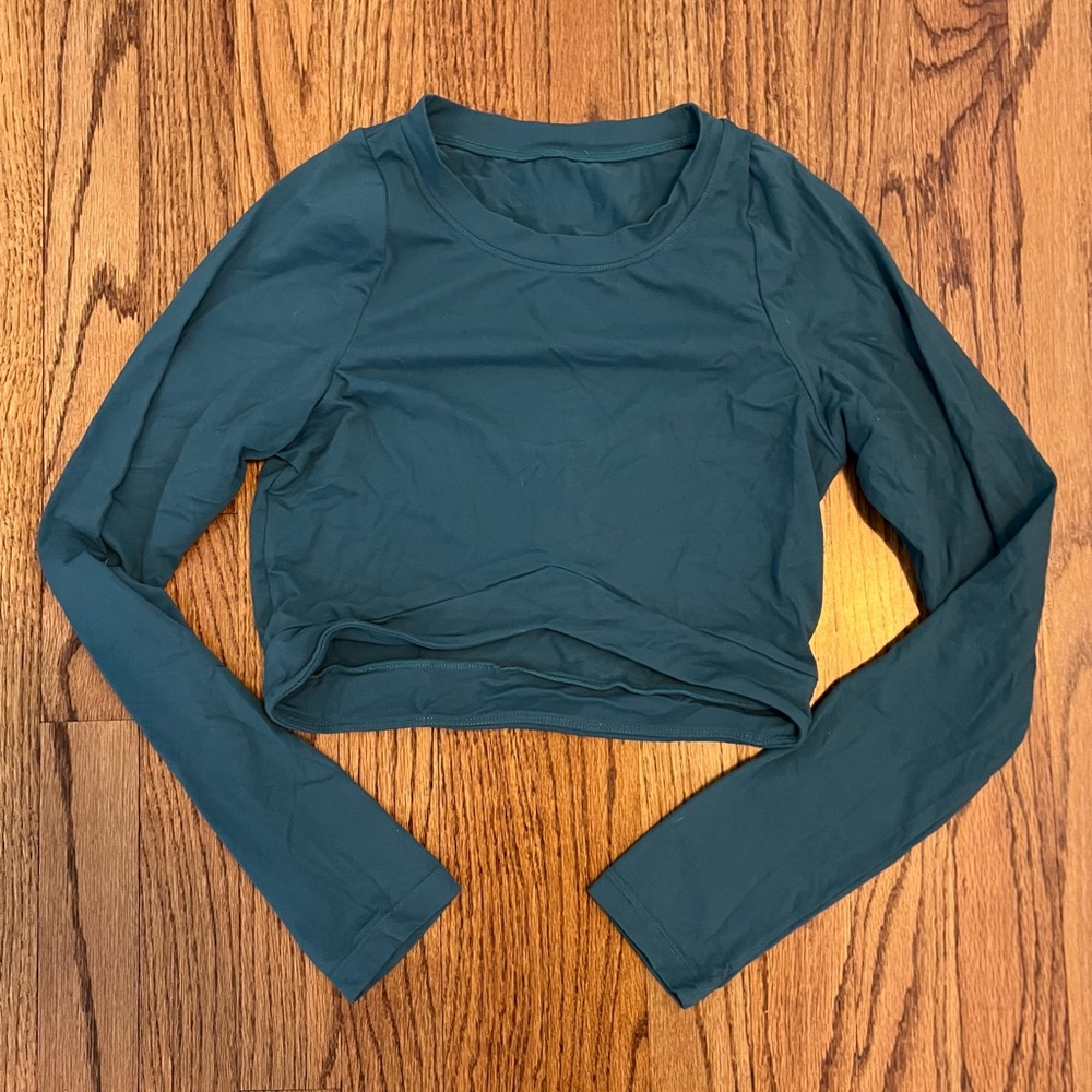 Alphalete Deep Teal Long Sleeve Crop Top